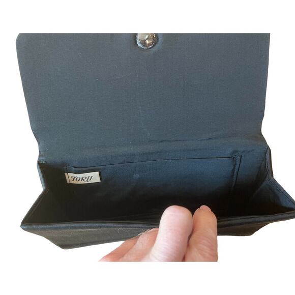 Vintage Torii Tokyo Embroidered Flower Purse - Black 60s Clutch Handbag - Picture 5 of 5